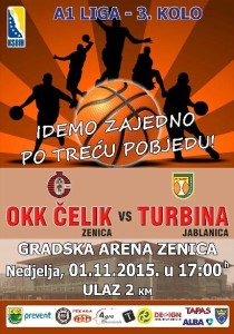 Plakat za utakmicu OKK Čelik-Turbina