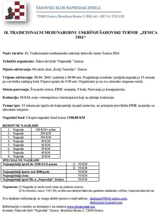 Napredak - Zenica - Šah