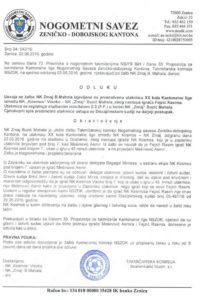 Odluka o registraciji utakmice Kosmos-Zmaj 0-3-o